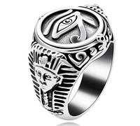 Uloveido Anello Uomo in Acciaio Inossidabile con Occhi Indiani, Anelli Rotondi con Anelli di Dio Che vedono Tutti Gioielli Vintage gotici Neri