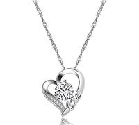 Uloveido Argento Colore Rotondo CZ Viola Cristallo Amore Cuore Infinity Collana Pendente Promessa di Nozze Anniversario Gioielli per Le Donne Damigella d'onore Y1146, Ottone, zirconia cubica