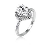 Uloveido Bianco Pietra zirconi solitari Pera Cut - Moda Nuziale promessa Fidanzamento e Matrimonio 925 Sterling Gioielli per Donne Ragazze e Argento