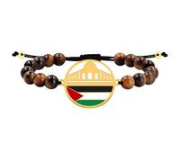 Uloveido Bracciale con perle occhio di tigre e mappa dorata. Gioiello in pietra naturale per lui o lei, ricco di significato culturale YS6020