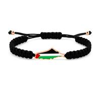 Uloveido Bracciale Corda Palestina Nero - Design Mappa Intrecciato Regolabile, Gioiello Arabo Unisex YA5882