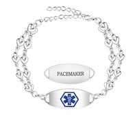 Uloveido Bracciale Doppio Cuore con Incisione Personalizzata - Gioiello Medico per Disturbi del Sangue, Epilessia, Diabete, Asma, Salute Mentale, Allergie e Altri