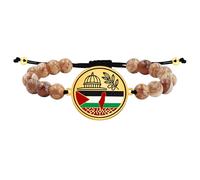 Uloveido Bracciale eredità e solidarietà con pietre marroni e pendente bandiera Palestina. Regalo culturale commemorativo YS6020