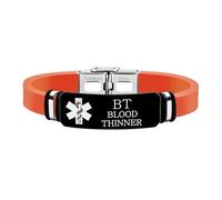 Uloveido Bracciale Identificazione Medica in Silicone con Testo Personalizzabile/Codice QR per Donna - Informazioni di Emergenza Incise Lunghezza 20,5 cm/8 pollici