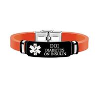 Uloveido Bracciale Identificazione Medica in Silicone con Testo Personalizzabile/Codice QR per Donna - Informazioni di Emergenza Incise Lunghezza 20,5 cm/8 pollici