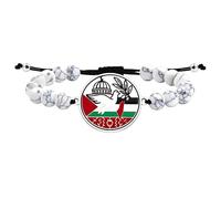 Uloveido Bracciale libertà e identità personalizzato con perle bianche, colomba della pace e mappa. Regalo culturale per la solidarietà YS6020