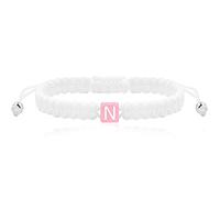 Uloveido Braccialetto dell'amicizia intrecciato da donna, realizzato a mano, con corda bianca, braccialetto da surfista, regolabile, da spiaggia, con lettera A-Z, Adjustable, Poliestere, Non pietra