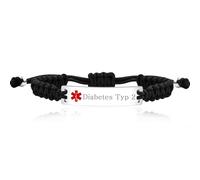 Uloveido Braccialetto di allarme medico nero string per padre madre nonna regolabile in acciaio inossidabile di emergenza medica ID bracciale y3944 poliestere acciaio inossidabile