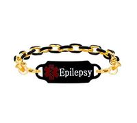 Uloveido, Braccialetto ID Epilettico Inciso Personalizzato, Braccialetto di Allerta Medica Impermeabile, Design in Titanio e Smalto Nero