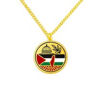 Uloveido Collana con Pendente Bandiera della Palestina - Gioiello Arabo della Pace in Acciaio Inox Dorato con Bandiera e Colomba - Regalo per Amico Musulmano Y6019