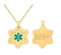 Uloveido Collana Medica a Stella a Cinque Punte per Nonna, Ciondolo Allerta Personalizzato, Codice QR con Dettagli Salute YA5503