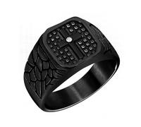 Uloveido Comfort Croce Anello Sigillo Uomo Acciaio Inossidabile Gotico Biker Stile Vintage Dichiarazione Credo Spirituale Gioielli YA5825 (Nero, Misura 19)