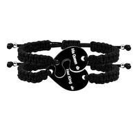 Uloveido Coppia di braccialetti per coppie con cuore puzzle e scritta "His Her", realizzati a mano, in acciaio inox, a lunga distanza, per uomini e donne, Y4489, Adjustable, Metallo Poliestere,