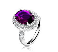 Uloveido creati blu zaffiro zirconia cubica fedi nuziali per le donne, formato aperto, gioielli dichiarazione di fidanzamento Y664, Cristallo, Zirconia cubica