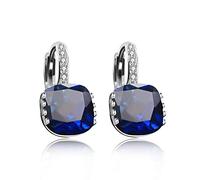 Uloveido DML115 DML115 - Orecchini a cerchio da donna, placcati in platino, con cristallo quadrato, zirconia cubica taglio cuscino, Cristallo, Zirconia cubica