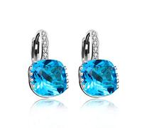 Uloveido DML115 - Orecchini a cerchio da donna, placcati in platino, con zirconi cubici a leva posteriore, Cristallo, Zirconia cubica