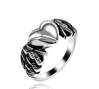 Uloveido Eagle Wing anello in acciaio inossidabile per le donne degli uomini, Cool Punk anello di caratteristica con cuore, antico nero Y678