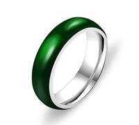 Uloveido Fede nuziale classica in acciaio inox da 6 mm in smalto verde riempita imitazione giada per donne e uomini, Size 11-Dia 20.6, Smalto per metalli non preziosi, Nessuna pietra preziosa
