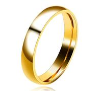 Uloveido Fede nuziale in acciaio inox color oro, 3 mm, 4 mm, vestibilità comoda, anelli di fidanzamento abbinati per donne e uomini, Y643, P1/2 (57mm), Acciaio inossidabile, Nessuna pietra preziosa