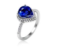Uloveido in Argento Sterling 925 a Forma di Goccia, Zirconia cubica AAA CZ Halo Anello di Fidanzamento per lei (Taglia 5 6 7 8 9 10) JZ116 e Materiale Non Metallico