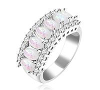 Uloveido J501 - Anello da donna con 7 pietre di zirconia cubica color oro, 17.25, Cristallo, Zirconia cubica