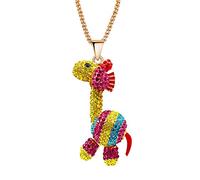 Uloveido Moda Babbo Natale e Simpatica Zebra Dunky Giraffa Smaltata Grande Pendente Collana Lunga Maglione Color Oro Rosa Catena Animale Lega e Maglioni in Vetro