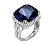 Uloveido Moda Regolabile Blu Anello di Cristallo per Le Donne Ragazze Anniversario Cocktail Ring Gioielli Regalo RA219