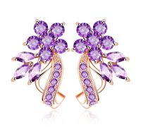 Uloveido Orecchini da donna placcati in oro rosa multicolore con cristalli austriaci art déco a forma di fiore, per ragazza, Y492, Ottone, Zirconia cubica