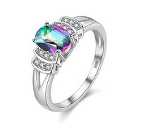 Uloveido Ovale Placcato Oro Bianco Cristallo Donne Moda Gioielli di Nozze Anelli per Bambina 6 7 8 9 Y3310 e Placcato Platino, 11,5, cod. Y3310