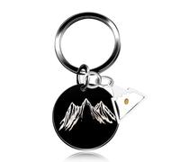 Uloveido Portachiavi da montagna in acciaio inox per escursionismo alpinista gioielli senape Seed portachiavi Y763, Nero, triangolo montagna, Medium