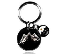 Uloveido Portachiavi in acciaio inox montagna escursionismo scalatore gioielli senape seme portachiavi Y763, Nero, Faith Mountain, Medium