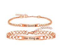 Uloveido Set 2 bracciali in acciaio color oro rosa, regolabili, per donne o amiche YA5889