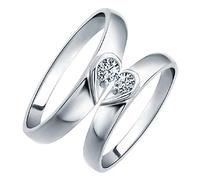 Uloveido Set da 2 Anelli da Donna Regolabili in Argento per Donna e Uomo in Argento Placcato in Oro Bianco Placcato per Regalo Marito Moglie (LB029-platinum)