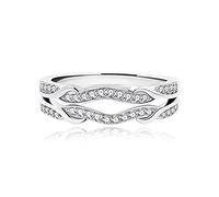 Uloveido Set di 2 anelli in argento Sterling 925 con simbolo dell'infinito e doppio avvolgimento, Y1522, R1/2 (59.5mm), Cristallo, Zirconie sintetico