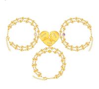 Uloveido Set di 3 braccialetti a strati per 3 ragazze e amiche, in acciaio inox, con catena a forma di cuore, abbinati a puzzle, per migliori amici, per 3 donne, amicizia, compleanno, laurea,