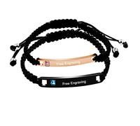 Uloveido Set di braccialetti coordinati per lui e per lei, in acciaio inox e titanio, realizzati a mano, in corda intrecciata, per lui e per lei, 7.5 inches (Women's), 8.8 inches (Men's), Cristallo