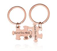 Uloveido SN136 - Set di 2 portachiavi in acciaio inox, per donne e uomini, per amanti personalizzati, con puzzle abbinato, portachiavi