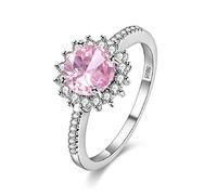 Uloveido Tondo Rosa zircone Rosa zircone Placcato Platino Anello di Fidanzamento per Le Donne Gioielli di Moda per la Mamma