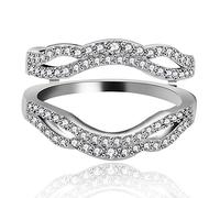 Uloveido Women Anello in argento 925 Infinity Enhancer per anniversario di fidanzamento anniversario Zirconia cubica Anelli Enhancer Guard per ragazze Donne