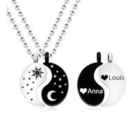 Uloveido Yin Yang BFF - Set di collane con ciondolo a forma di sole e luna, per relazione, amicizia, gioielli abbinati per donne e uomini, Medio, Acciaio inossidabile, Nessuna pietra preziosa