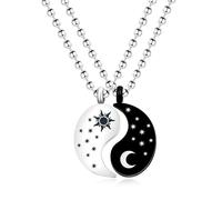 Uloveido Yin Yang BFF - Set di collane con ciondolo a forma di sole e luna, per relazione, amicizia, gioielli abbinati per donne e uomini, Medio, Acciaio inossidabile, Nessuna pietra preziosa