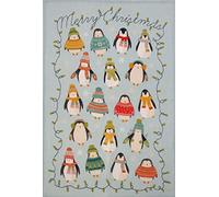 Ulster Weavers, Blu Strofinaccio, Motivo: Pinguino, con luci Natalizie (100% Cotone, Taglia Unica