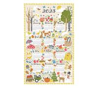 Ulster Weavers Strofinaccio con calendario 2023 in cotone stagionale, lepri, volpe, gatto, uccelli, api, pupazzo di neve, ecc. Prodotto in Irlanda del Nord, Regno Unito, 100% cotone, multicolore