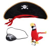 ULTECHNOVO 1 set costume da pirata con cappello maschera per gli occhi pappagallo realistico per Halloween, cosplay, accessori per spettacoli teatrali