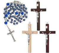 ULTECHNOVO 1 Set Insieme Della Collana Perle Di Preghiera Collana Del Rosario Per La Decorazione Grani Del Rosario Mini Croce Di Preghiera Collane Incrociate Di Legno