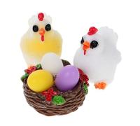 ULTECHNOVO 1 Set Micro decorazione del paesaggio toppers cupcake di pollo mini statuine di pollo topper per torta di pollo piccolo pollaio pollo di famiglia in miniatura Resina sintetica