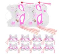 ULTECHNOVO 10 Pezzi Maschera Volpe Giapponese con Luci LED Design Fluffy Mezza Faccia Leggera e Traspirante per Cosplay Halloween e Feste in Maschera Accessorio Anime Tradizionale senza