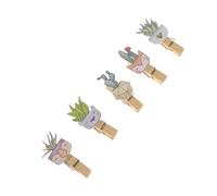 ULTECHNOVO 10 Pezzi Mollette in Legno a Forma di Cactus Creative e Cartoon, Clip Multiuso per Foto e Decorazioni, per Artwork e Banner con Filo per Foto