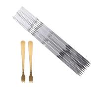 ULTECHNOVO 12 Pezzi Set di Spiedini per Barbecue e Forchette per Carne in Acciaio Inox 304, Argento, per Bbq e Feste, per Infilzare Carne e Verdure e Prevenire lo Scivolamento del Cibo