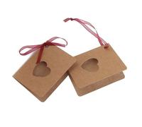 ULTECHNOVO 150 Pezzi Etichette Carta Kraft con Corda Rossa a Forma di Cuore Traforata, Etichette Sospese per Decorazioni di Nozze e Compleanni, Materiale Fai da Te per Bomboniere e Regali